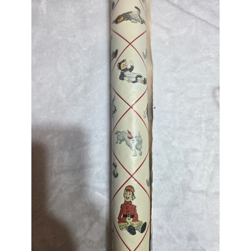 Vintage Raggedy Ann & Andy Wallpaper Red Diamond Nursery Retro 18